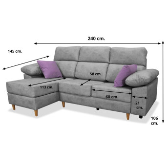 Sofá chaise longue Ibiza 240 cm