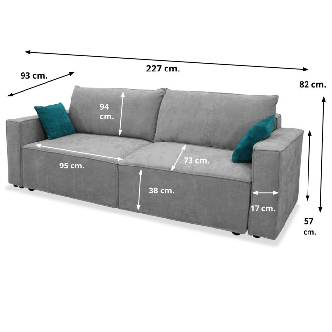 Maxi sofá cama tres plazas beige Beast 227 cm