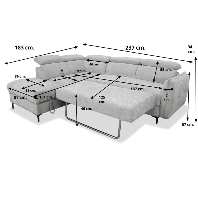 Sofá rinconera cama multifunción Guzzi lado izq...