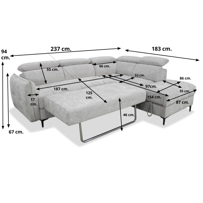 Sofá rinconera cama multifunción Guzzi lado...