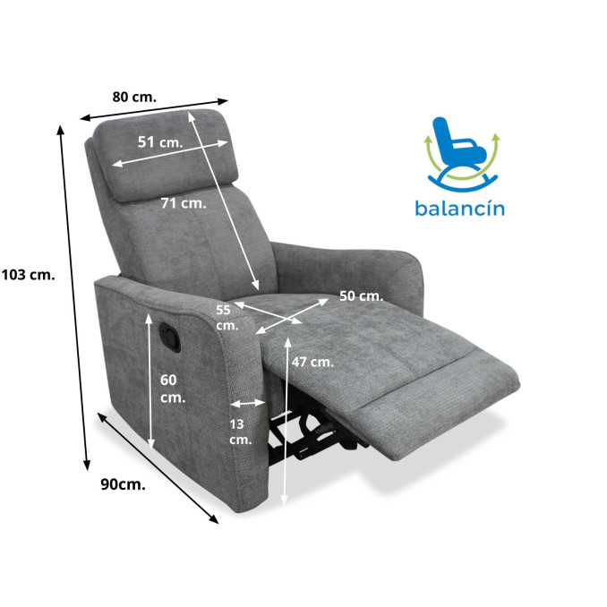 Sillón balancin relax Kardashian gris