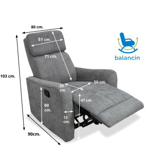 Sillón balancin relax Kardashian gris