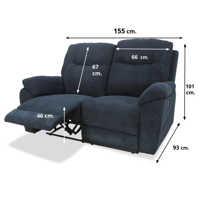 Sillón Relax dos plazas Módena dark blue 155 cm