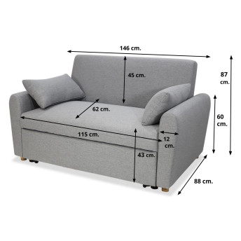 Sofá cama apertura clic clac Austral 146 cm