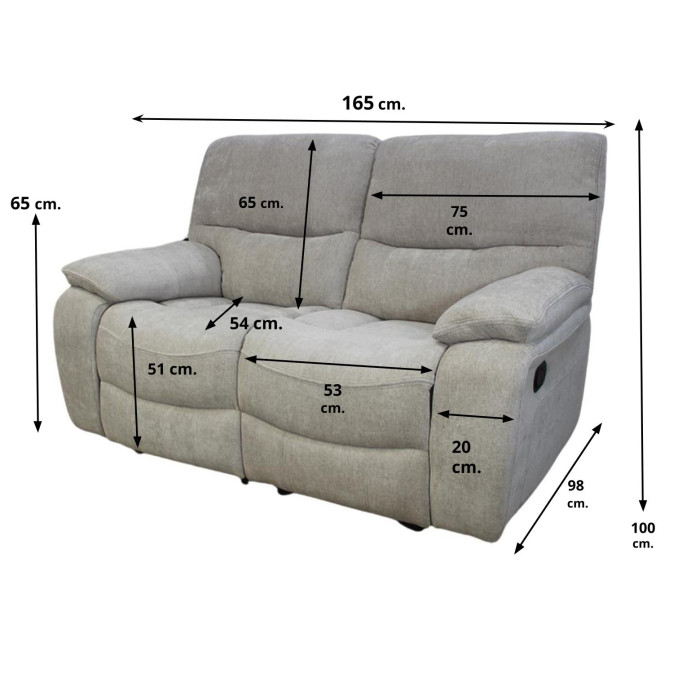 Sofá relax 2 plazas Huracán 165 cm