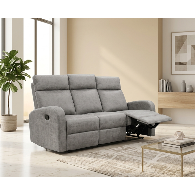 Sofá relax tres plazas 178 cm Giulia color gris