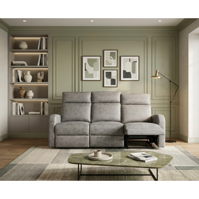 Sofá relax tres plazas 178 cm Giulia color gris