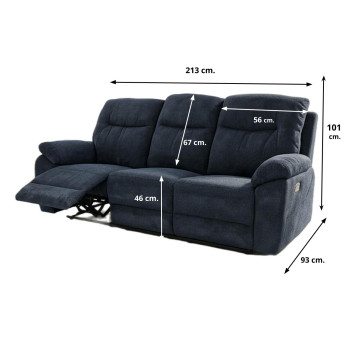 Sillón Relax tres plazas Módena dark blue 213 cm