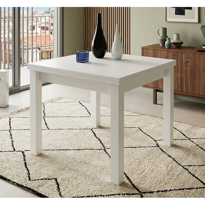 Mesa comedor extensible blanco 90 cm.