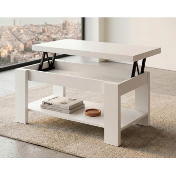 Mesa centro elevable blanco 110x55 cm.