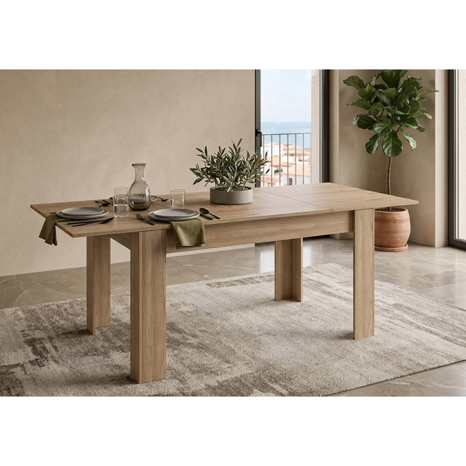 Mesa comedor extensible Bass naturale 140x90 cm.