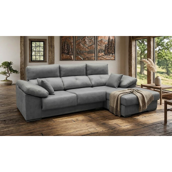 Sofá chaise longue Evoque 280 cm. en color gris cemento