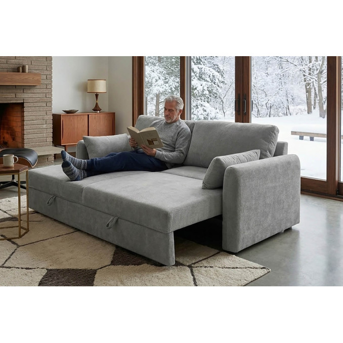 Maxi sofá cama tres plazas Brooklyn gris 210 cm