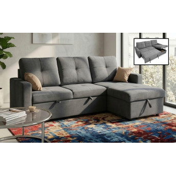 Sofá chaise longue cama con arcón Bowie gris 213 cm