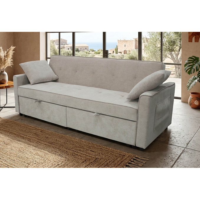 Sofá chaise longue cama Jimi beige 190 cm