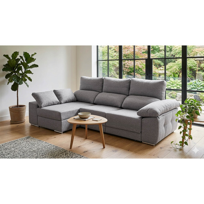 Sofá chaise longue izquierda extensible cama...