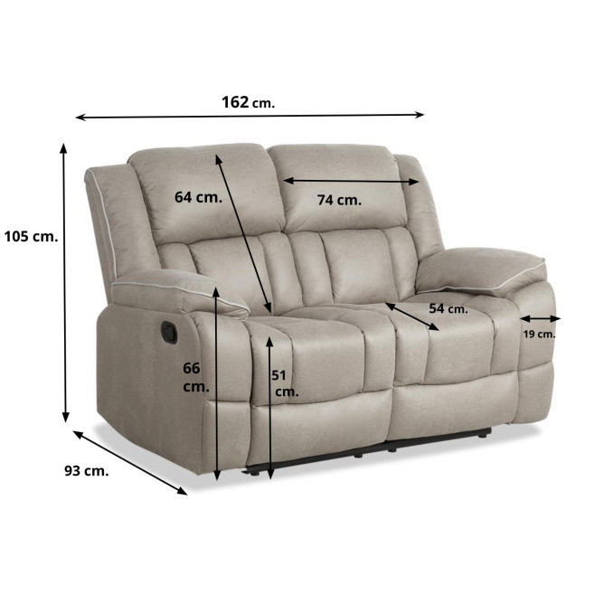 Sillón relax dos plazas Cooper 163 cm