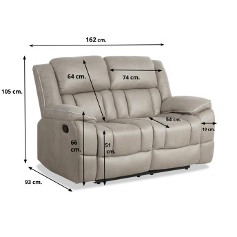 Sillón relax dos plazas Cooper 163 cm