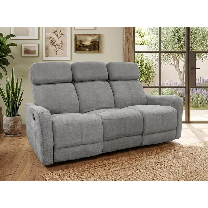 Sofá relax Kardashian gris tres plazas 180 cm
