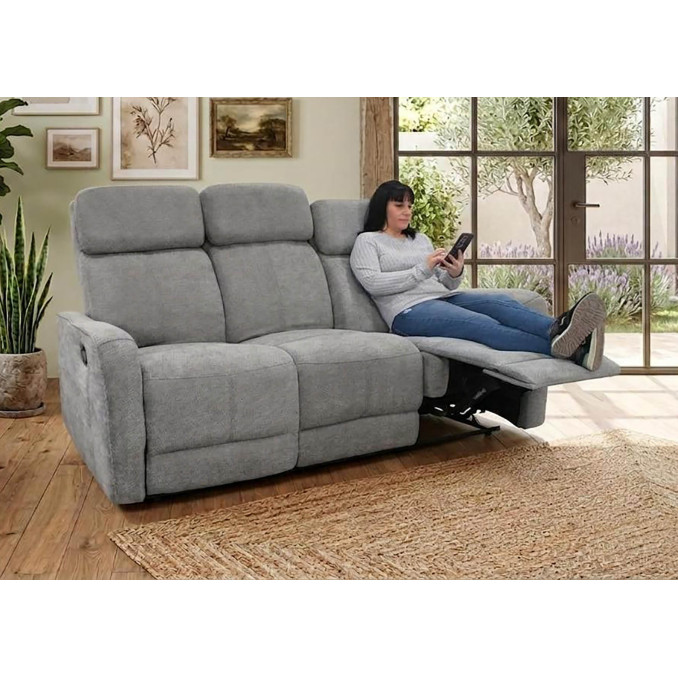 Sofá relax Kardashian gris tres plazas 180 cm