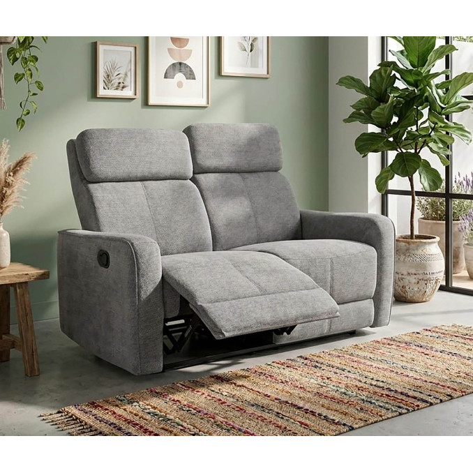 Sofá relax Kardashian gris dos plazas 130 cm