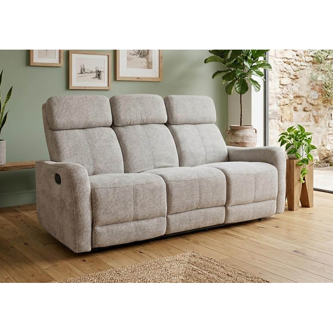 Sofá relax Kardashian beige tres plazas 180 cm