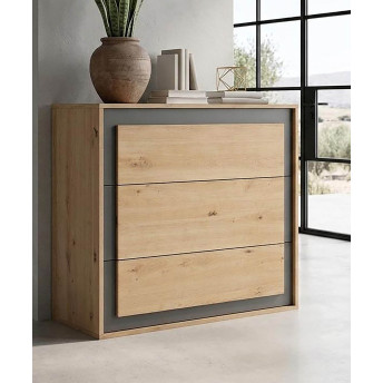 Cómoda 3 cajones montada roble Atenea