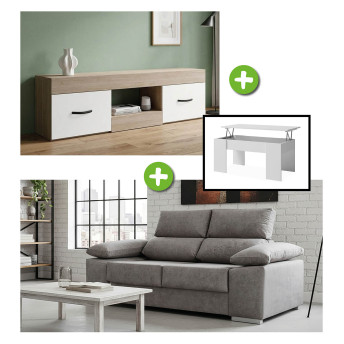 Pack ahorro salón Murillo - Modulo TV + sofá 3 plazas +...