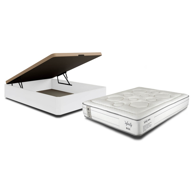 Conjunto canapé blanco y colchón Infinty 135x190