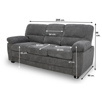 Maxi sofá tres plazas Lincon 210 cm
