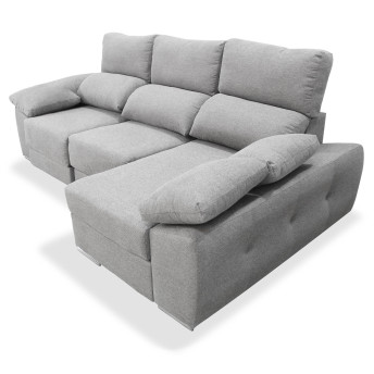 Sofá chaise longue derecha extensible cama Armani 265 cm gris claro