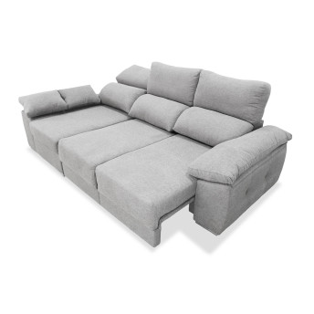 Sofá chaise longue derecha extensible cama Armani 265 cm gris claro