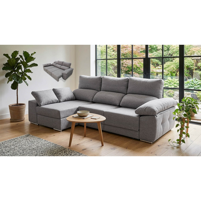 Sofá chaise longue izquierda extensible cama...