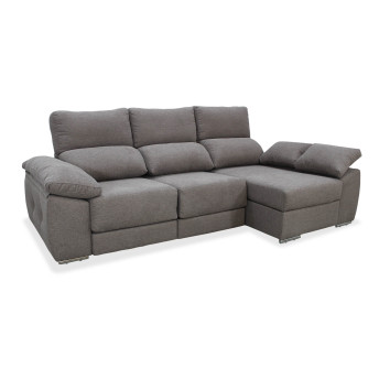 Sofá chaise longue derecha extensible cama Armani 265 cm gris oscuro