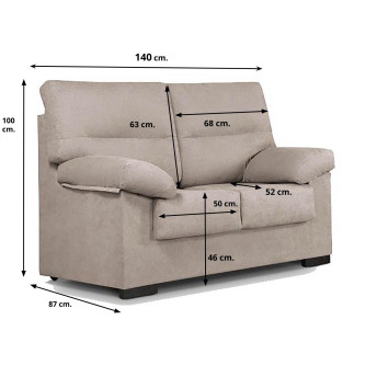 Sofá 2 plazas Tiffany 140 cm color beige