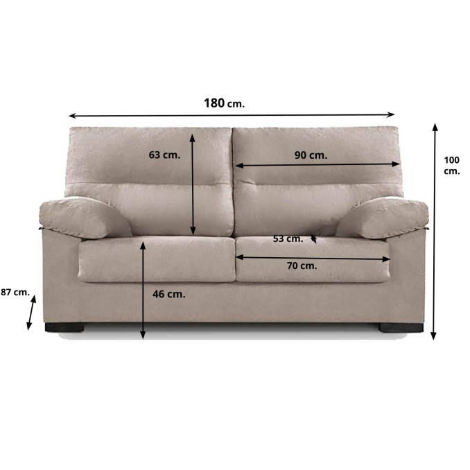 Sofá 3 plazas Tiffany 180 cm color beige