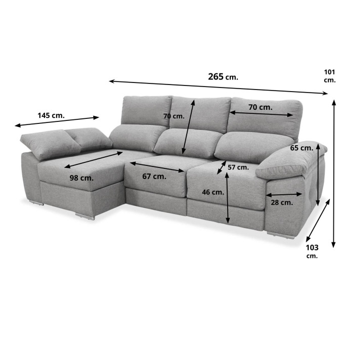 Sofá chaise longue izquierda extensible cama...