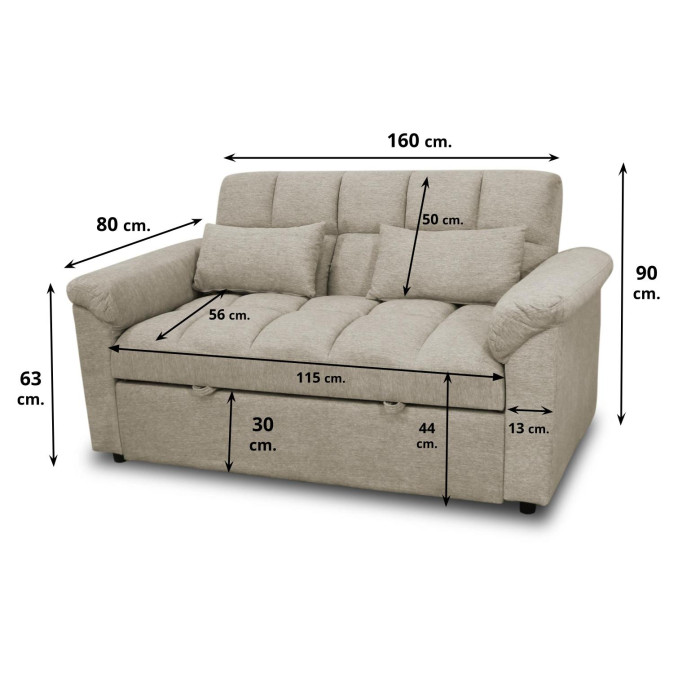 Sofá cama de matrimonio 160 cm Oliver beige