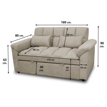 Sofá cama de matrimonio 160 cm Oliver beige