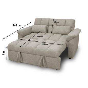 Sofá cama de matrimonio 160 cm Oliver beige