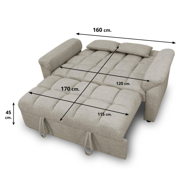 Sofá cama de matrimonio 160 cm Oliver beige