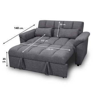 Sofá cama de matrimonio 160 cm Oliver gris