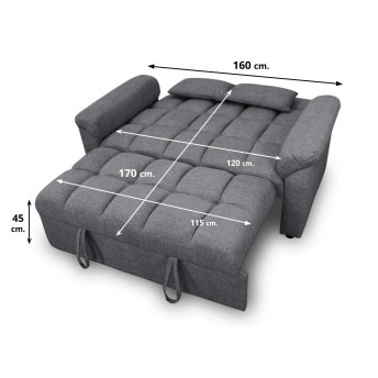 Sofá cama de matrimonio 160 cm Oliver gris