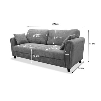 Maxi sofá cama tres plazas Erik 206 cm