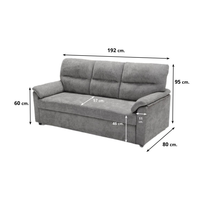 Sofá cama 3 plazas Fleming gris 200 cm