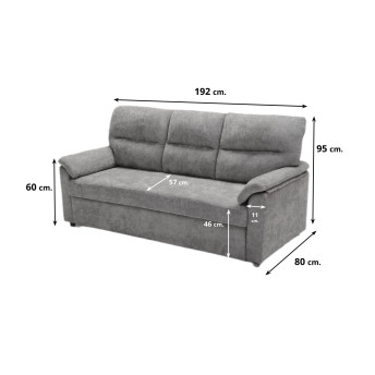 Sofá cama 3 plazas Fleming gris 200 cm