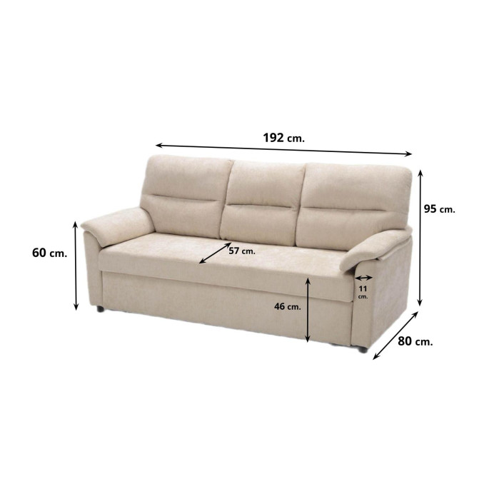 Sofá cama 3 plazas Fleming beige 200 cm