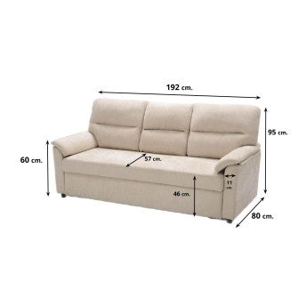 Sofá cama 3 plazas Fleming beige 200 cm