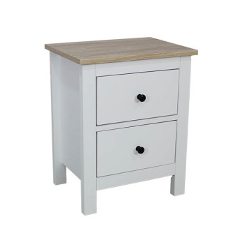 Mesa de noche Hermes roble blanco 2 cajones