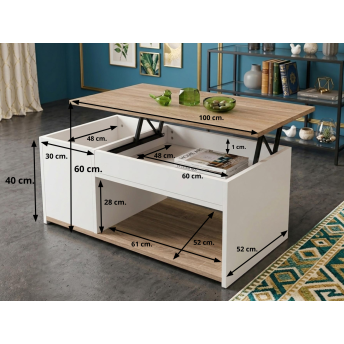 Mesa centro elevable con arcón Oporto